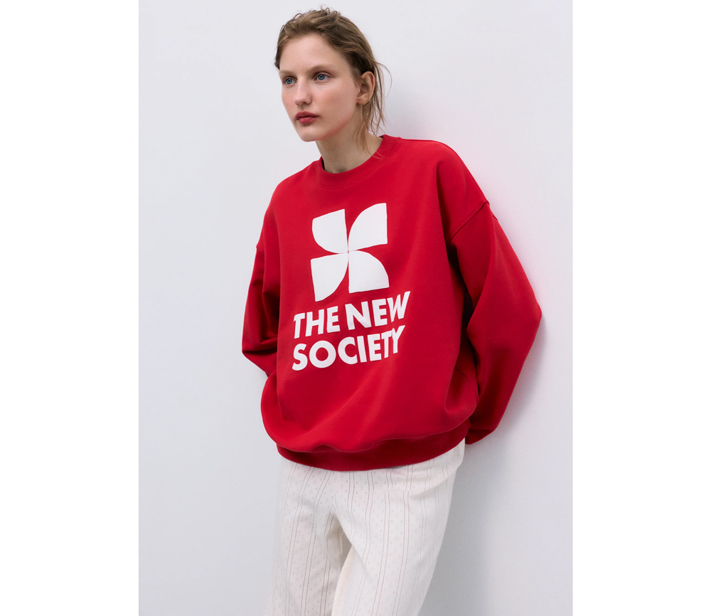 The New Society - TNS Logo Woman Sweatshirt Tulip Red – Bild 2