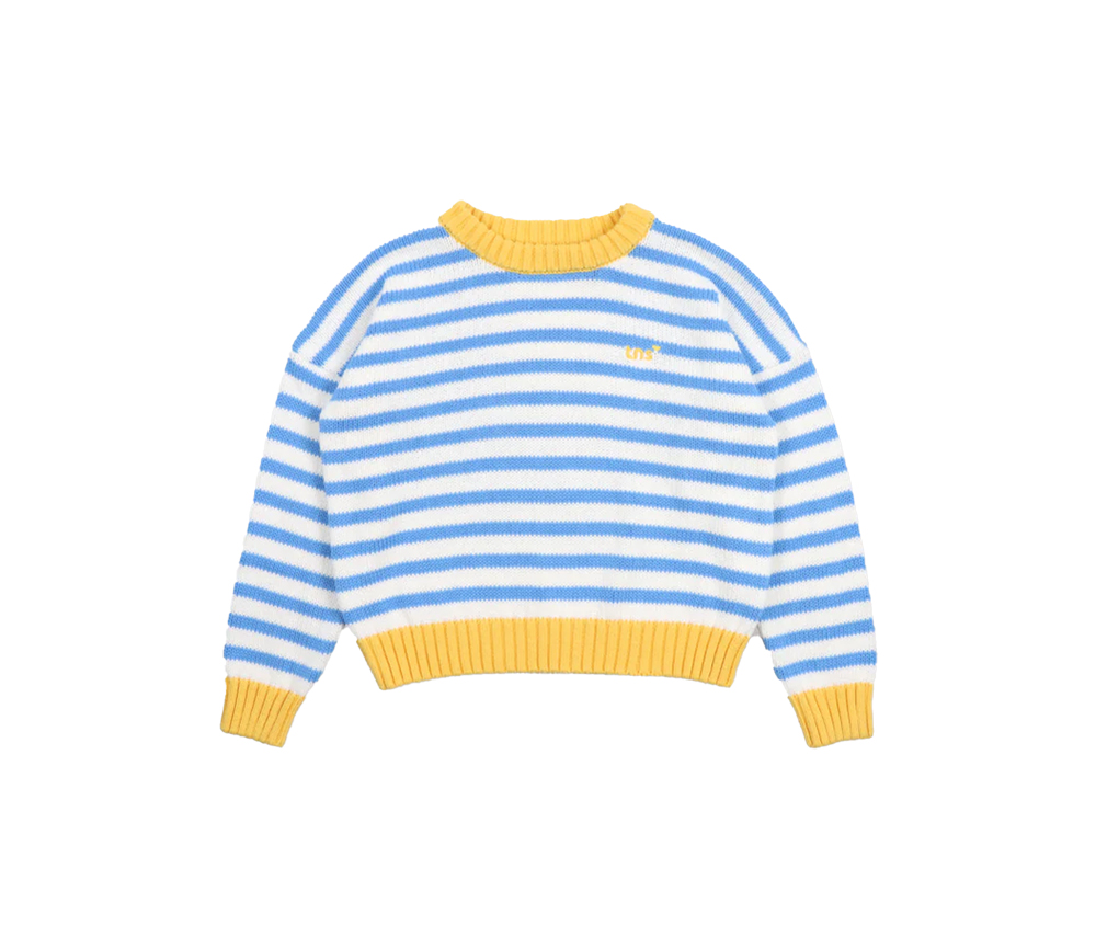 The New Society - Marigold Jumper Vista Blue Stripes
