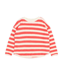Buho Barcelona - Sweatshirt Frottee gestreift, Coral, Biobaumwolle
