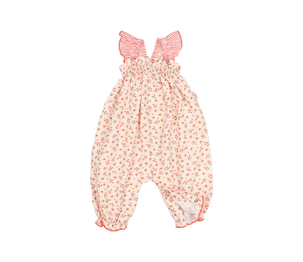 Buho Barcelona - Jumpsuit Picnic Baby, Coral, Biobaumwolle