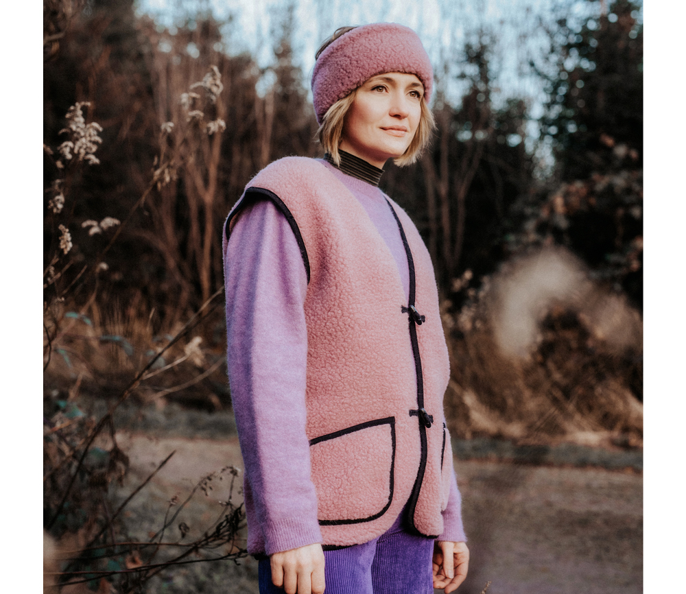 Alwero - Stirnband / Halswärmer VOVO, BUBBLE GUM, Biowolle, ultra light – Bild 4