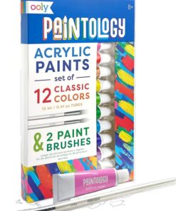 OOLY - Acrylfarben Set "Classic Colors", 12 Farben + 2 Pinsel
