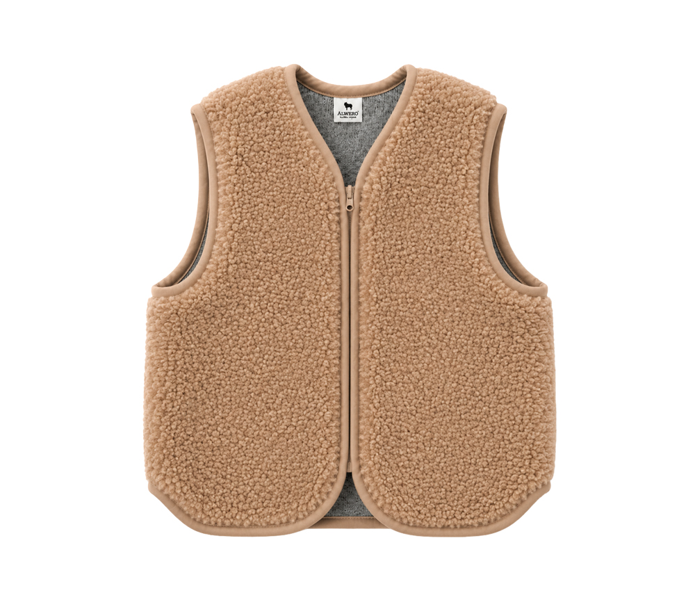Alwero - Weste "ALF ZIP" Adult, Tan, Merinowolle