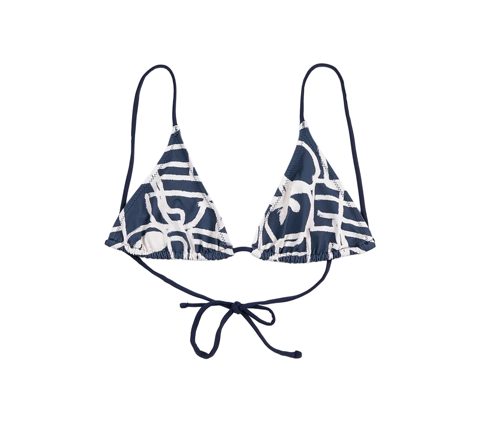 BOBO CHOSES - Triangel‑Bikini Oberteil "Cookery Festival", blau/weiß