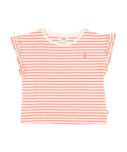Buho Barcelona - T-Shirt Girly gestreift, coral, Biobaumwolle