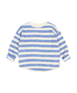 Buho Barcelona - Sweatshirt Frottee gestreift, blau, Biobaumwolle – Bild 3