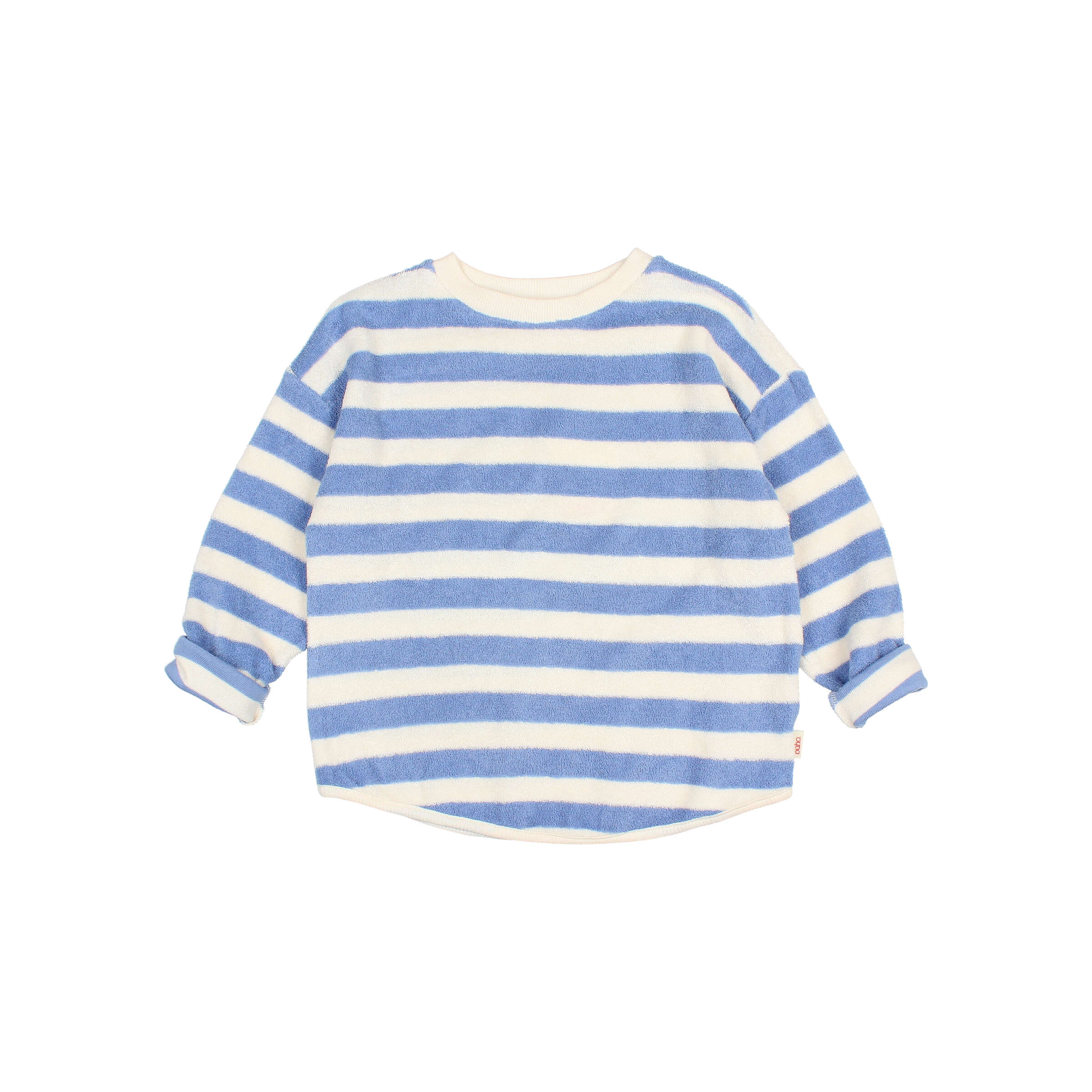 Buho Barcelona - Sweatshirt Frottee gestreift, blau, Biobaumwolle – Bild 3
