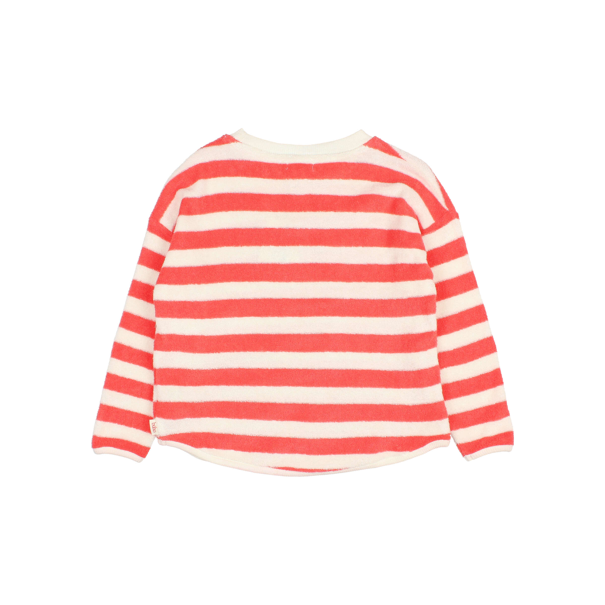 Buho Barcelona - Sweatshirt Frottee gestreift, Coral, Biobaumwolle – Bild 2