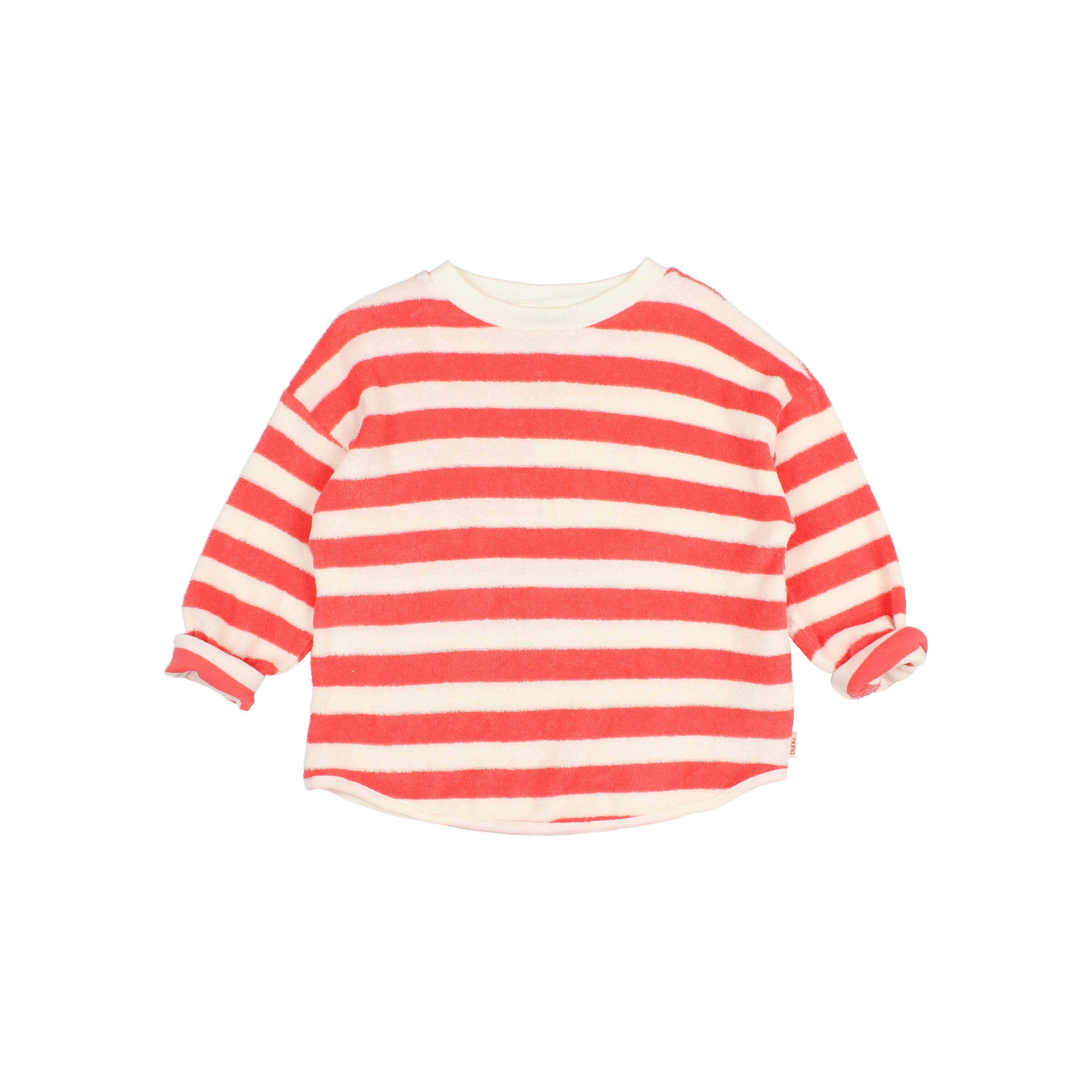 Buho Barcelona - Sweatshirt Frottee gestreift, Coral, Biobaumwolle – Bild 3