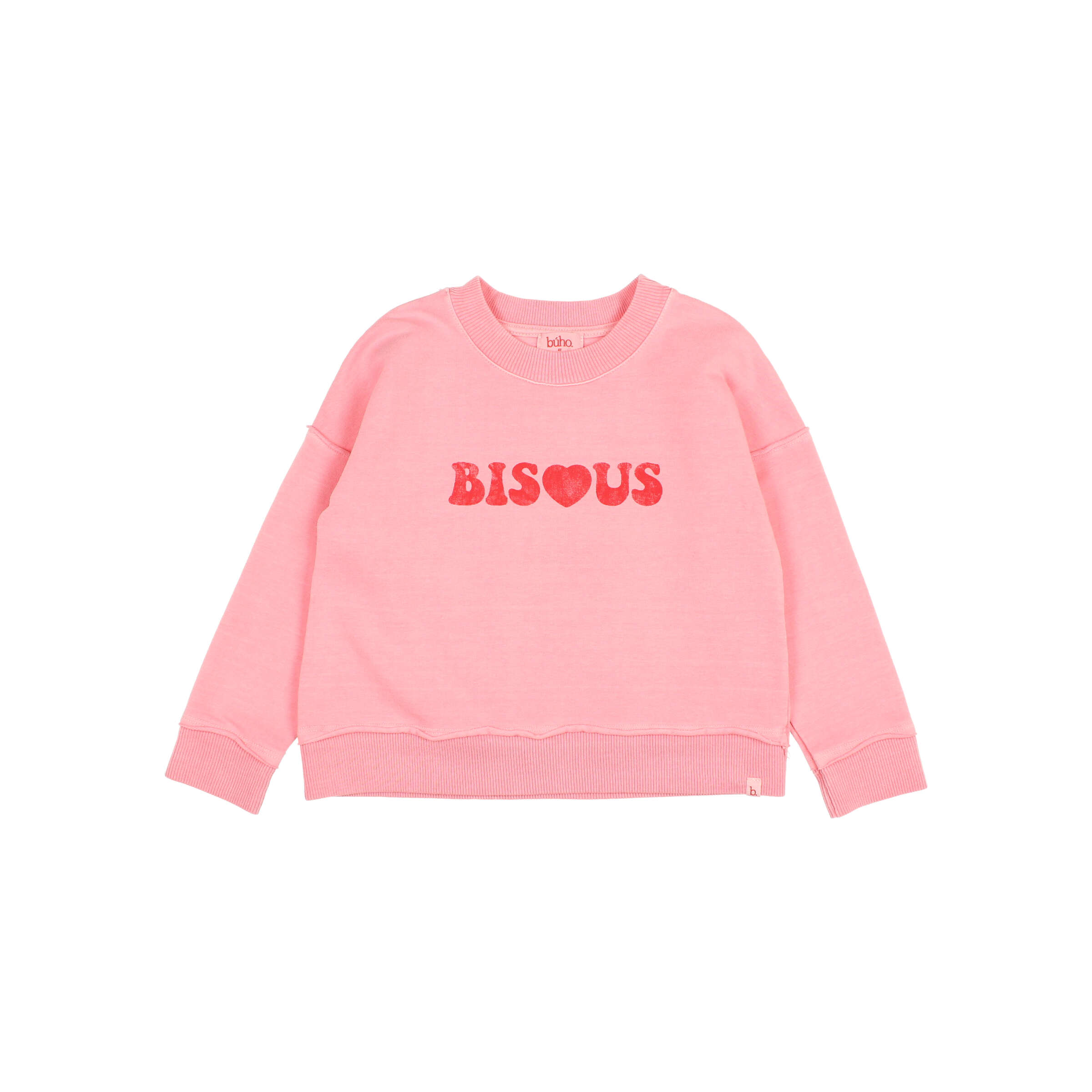 Buho Barcelona - Sweatshirt Bisous, Coral, Biobaumwolle