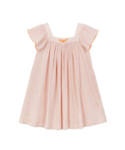 Arsene et les Pipelettes - Kleid RAYURES FLUO, neon rosa, GOTS Baumwolle