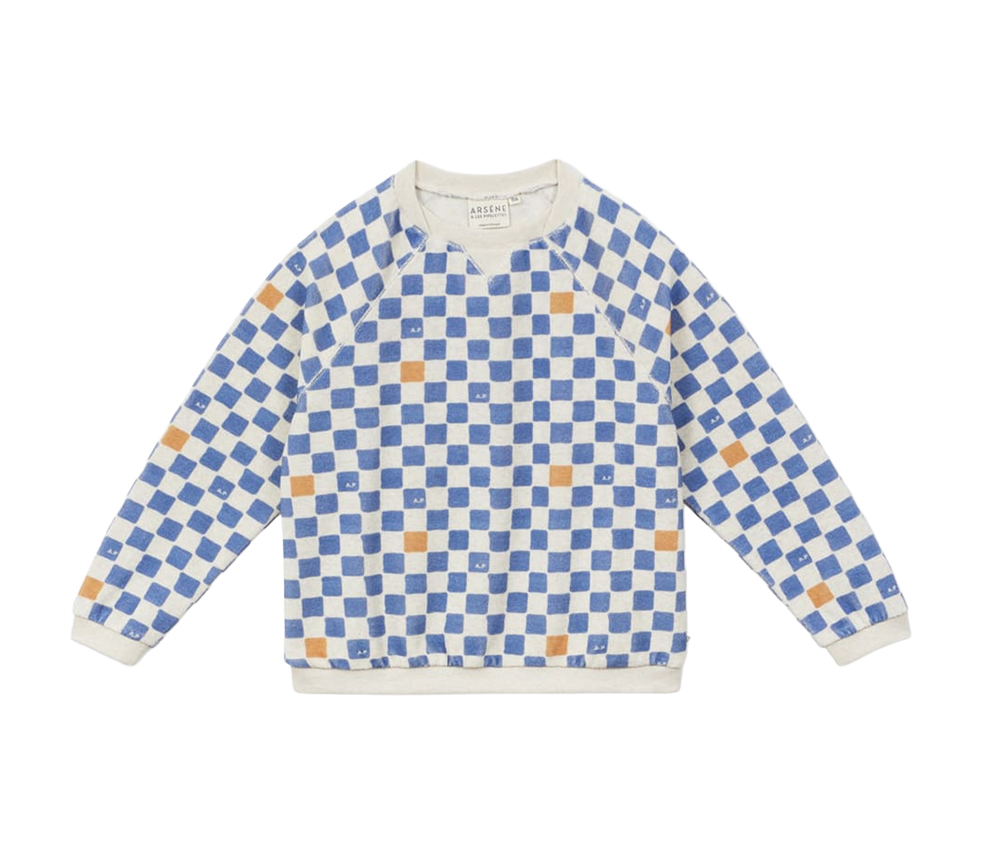 Arsene et les Pipelettes - Terry Sweatshirt EPONGE DAMIER, checkered, Biobaumwolle – Bild 2