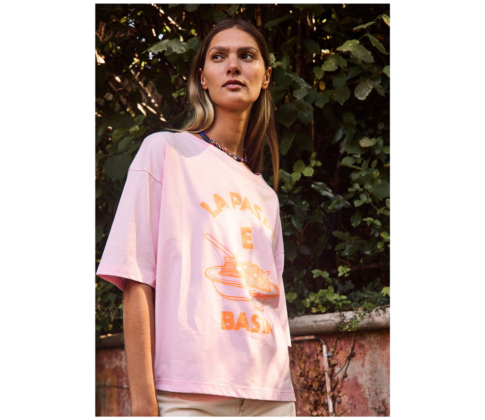 Arsene et les Piplelettes - T-Shirt Women PASTA E BASTA, rose, Biobaumwolle