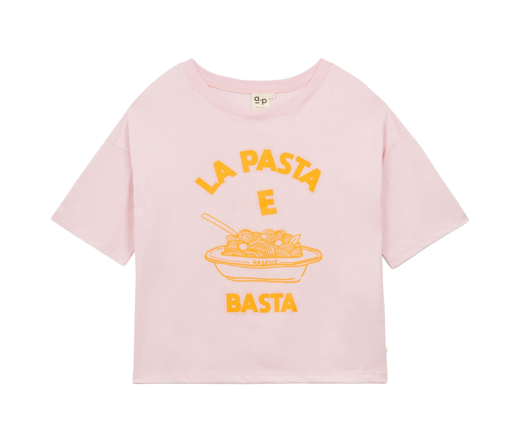 Arsene et les Piplelettes - T-Shirt Women PASTA E BASTA, rose, Biobaumwolle – Bild 2
