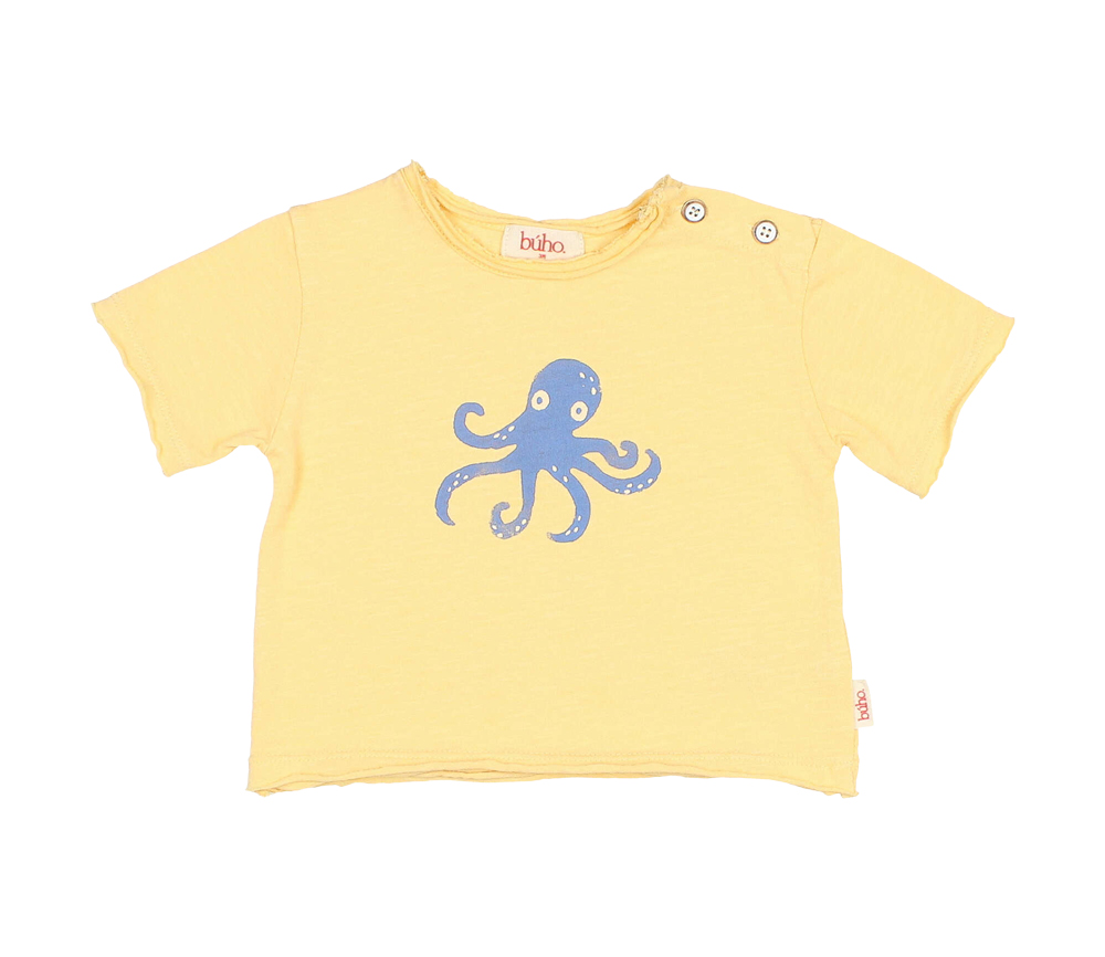 Buho Barcelona - T-shirt OCTOPUS, yellow, Biobaumwolle