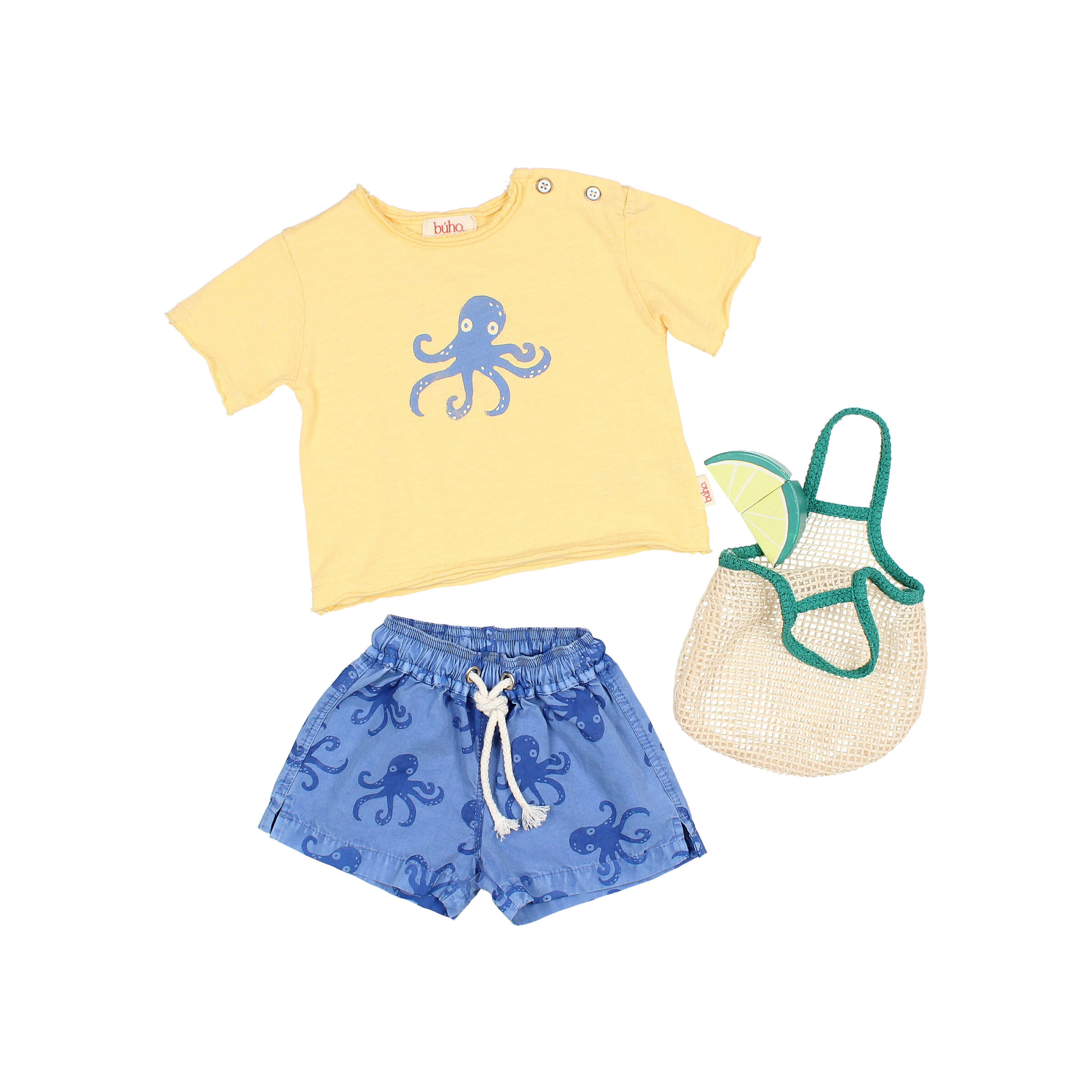 Buho Barcelona - T-shirt OCTOPUS, yellow, Biobaumwolle – Bild 4