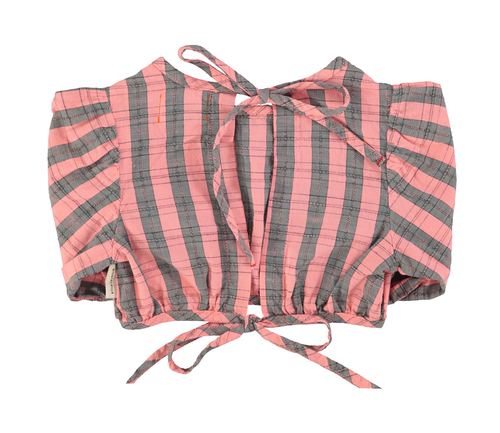 PiuPiuChick - Bluse Cropped, pink&grün kariert, Biobaumwolle – Bild 4