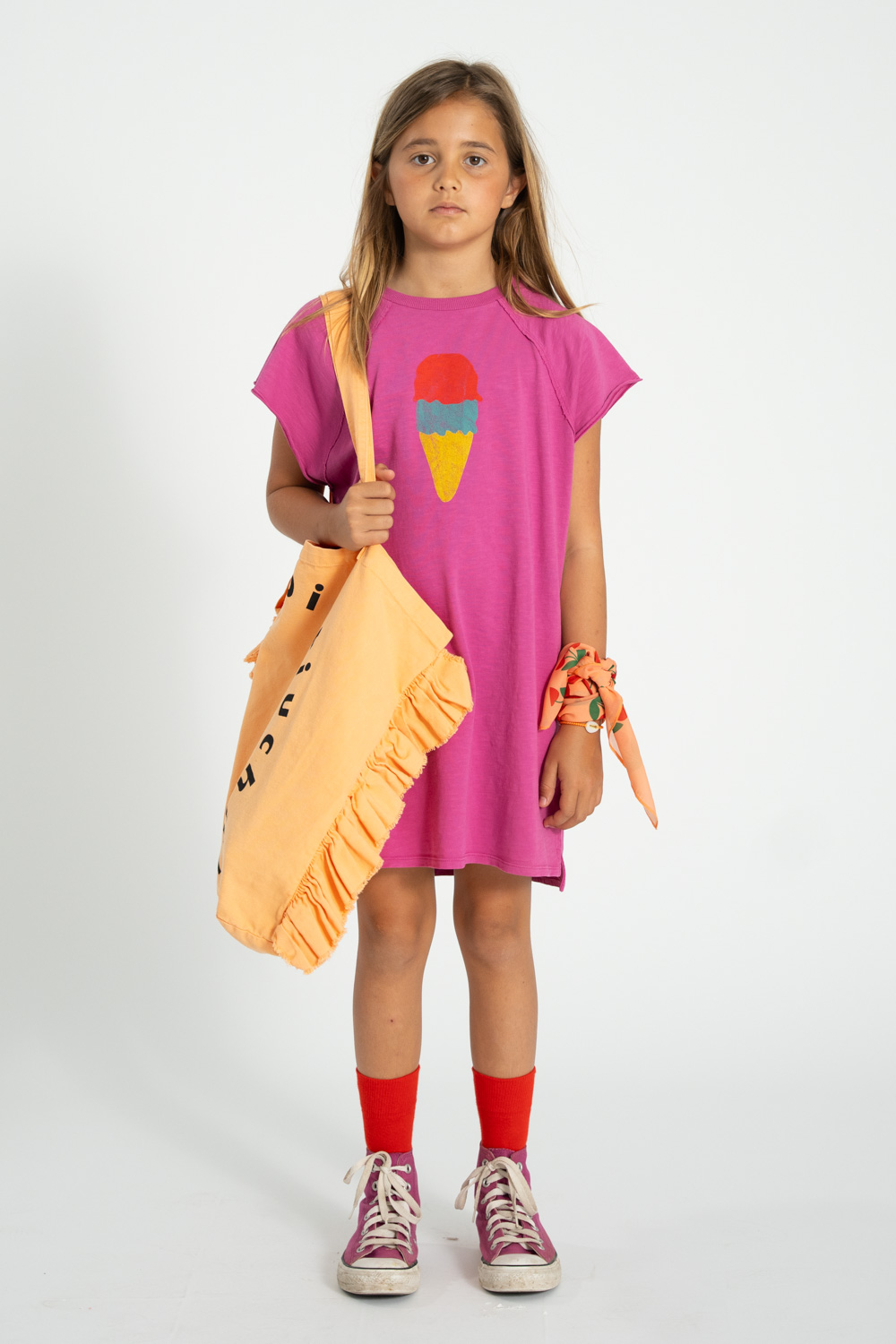 PiuPiuChick - Kleid T-Shirt "EIS", fuchsia, Baumwolle – Bild 2