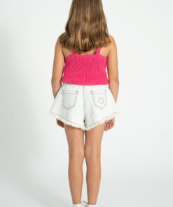 PiuPiuChick - Denim Jeans Shorts mit Fransen, washed light blue – Bild 5