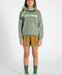 PiuPiuChick - Sweatshirt Frottee "BEST FRIEND", washed green, Biobaumwolle – Bild 2
