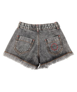 PiuPiuChick - Denim Jeans Shorts mit Fransen, washed black – Bild 4
