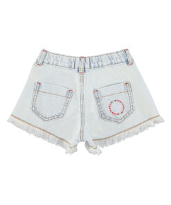 PiuPiuChick - Denim Jeans Shorts mit Fransen, washed light blue – Bild 9