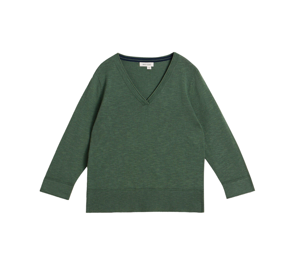 White Stuff - Pullover ELODY Leinen, khaki, Biobaumwolle