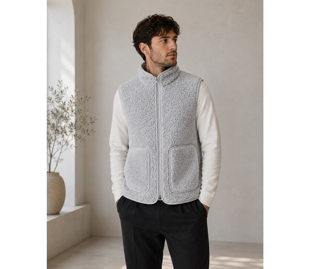 Alwero - Bodywarmer RUDI Adult, SILVER, Biowolle ultra light – Bild 2
