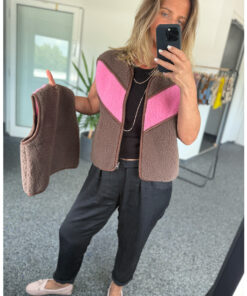 Alwero - Bodywarmer "TIDE" , Merinowolle, Choco Martini/Bubble Gum, ultra light mit Seitentaschen - LIMITED EDITION – Bild 3