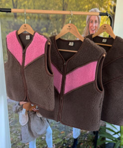 Alwero - Bodywarmer "TIDE" JUNIOR, Merinowolle, Choco Martini/Bubble Gum, ultra light – Bild 4