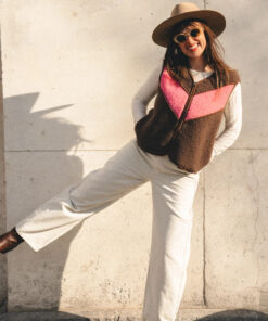 Alwero - Bodywarmer "TIDE" , Merinowolle, Choco Martini/Bubble Gum, ultra light mit Seitentaschen - LIMITED EDITION – Bild 2