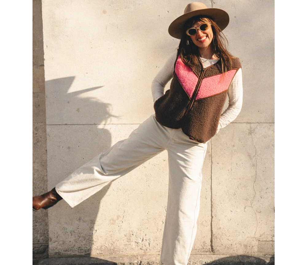 Alwero - Bodywarmer "TIDE" , Merinowolle, Choco Martini/Bubble Gum, ultra light mit Seitentaschen - LIMITED EDITION – Bild 2