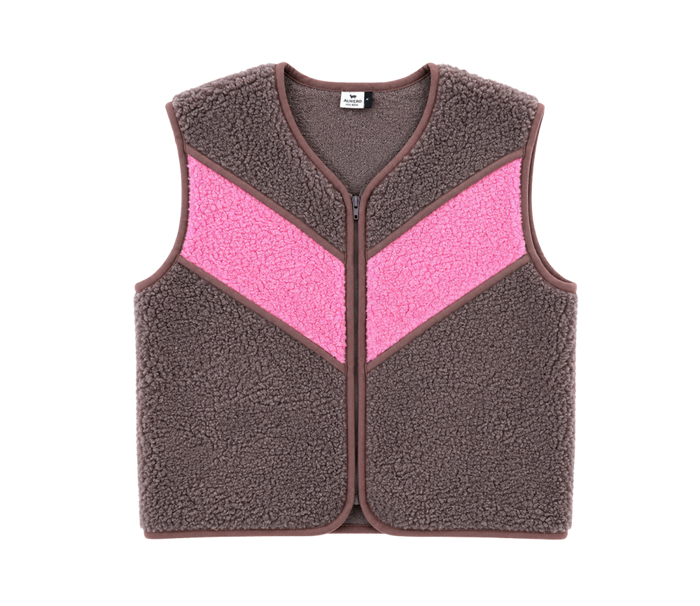 Alwero - Bodywarmer "TIDE" , Merinowolle, Choco Martini/Bubble Gum, ultra light mit Seitentaschen - LIMITED EDITION