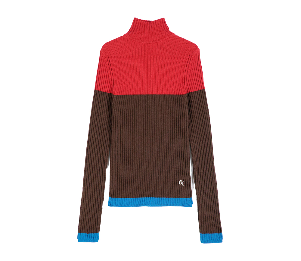 BOBO CHOSES - Turtleneck‑Pullover "Color Block" Women, braun, Bio Baumwolle
