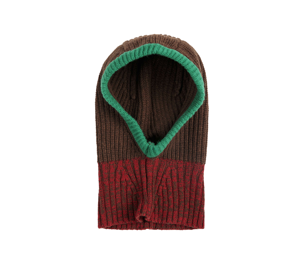 BOBO CHOSES – Balaclava „Color Block“, braun. Merinowolle