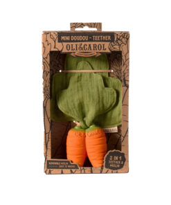 Oli & Carol - Beißhilfe "Cathy the Carrot" Mini aus Naturkautschuk und Musselin