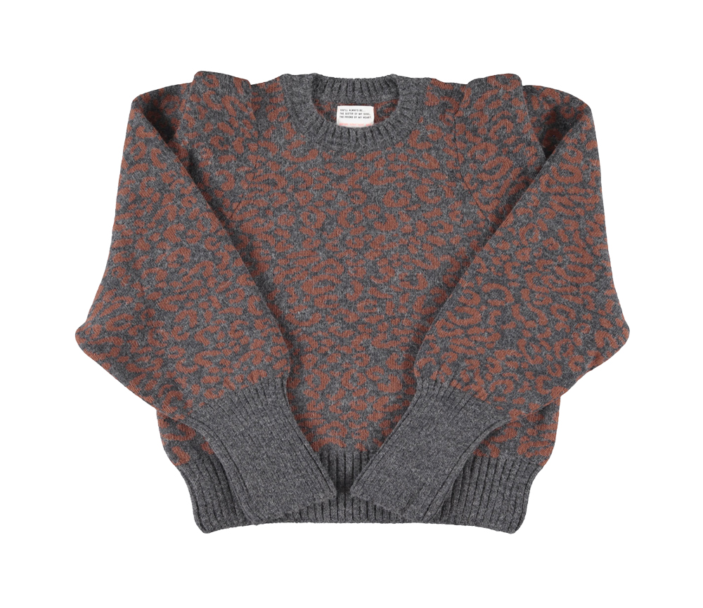 Sisters Department - Strickpullover Animal Print, dark grey