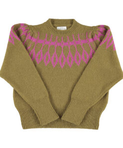 Sisters Department - Strickpullover mit pinken Details, olive green