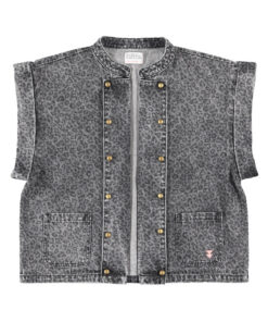 Sisters Department - Weste Animal Print, washed black denim,  Baumwolle