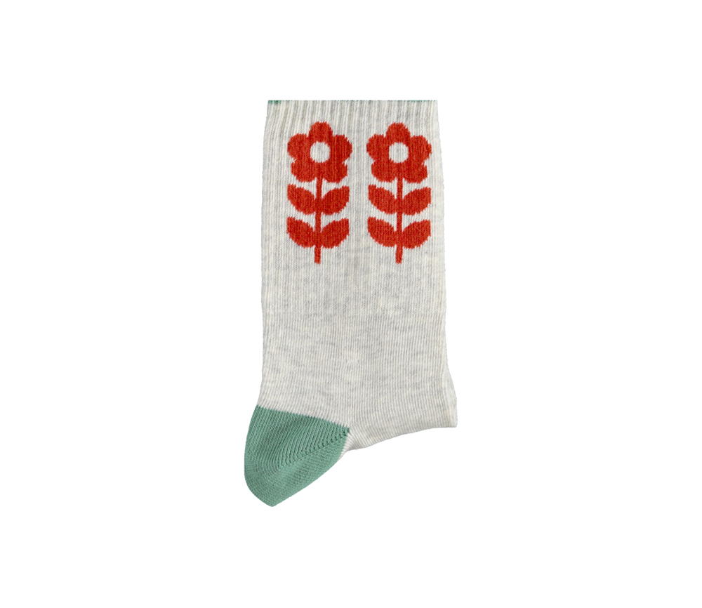 PiuPiuChick - Socken mit Blumen, light grey