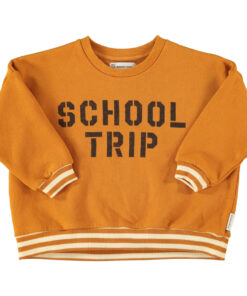 PiuPiuChick - Sweatshirt "SCHOOL TRIP", camel, Biobaumwolle