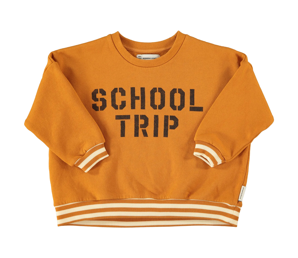 PiuPiuChick - Sweatshirt "SCHOOL TRIP", camel, Biobaumwolle