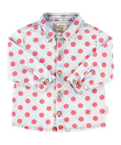 PiuPiuChick - Hemd Jacke Denim, blue & red dots, Baumwolle
