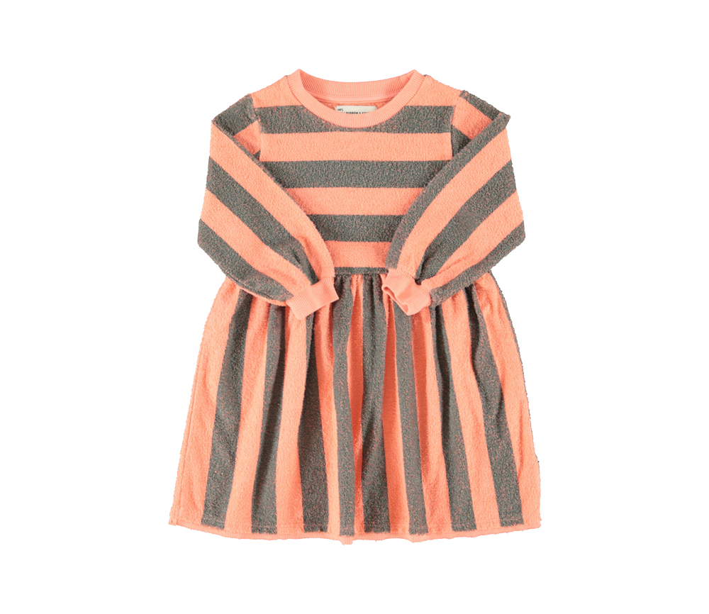 PiuPiuChick - Kleid mit Streifen, Rosa grün, Biobaumwolle