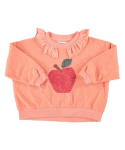 PiuPiuChick - Sweatshirt mit Kragen "Apfel", rosa, Biobaumwolle