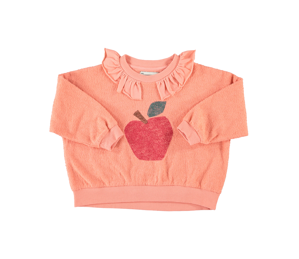 PiuPiuChick - Sweatshirt mit Kragen "Apfel", rosa, Biobaumwolle