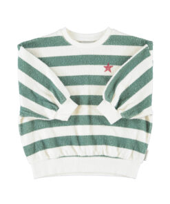 PiuPiuChick - Sweatshirt "STRIPES", ecru green, Biobaumwolle