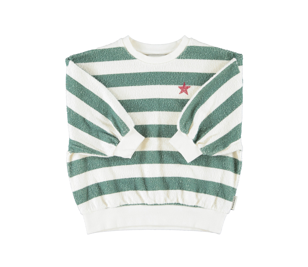 PiuPiuChick - Sweatshirt "STRIPES", ecru green, Biobaumwolle