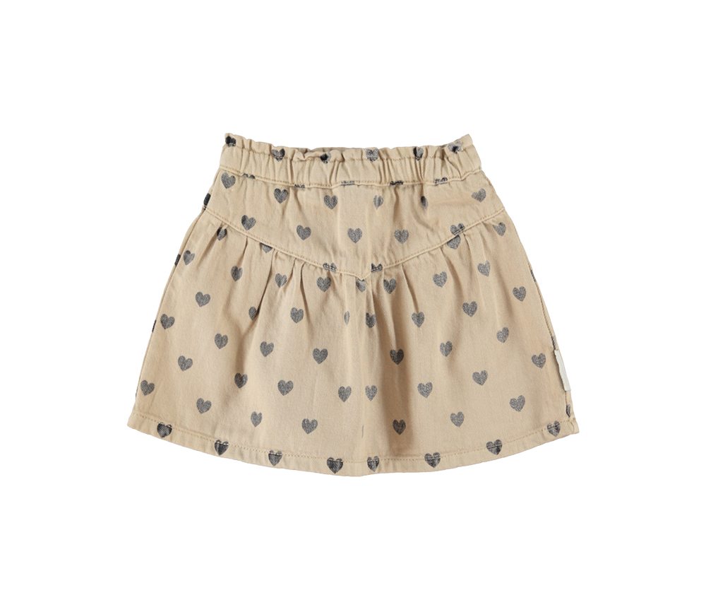 PiuPiuChick - Rock kurz, beige mit Herzen, Biobaumwolle