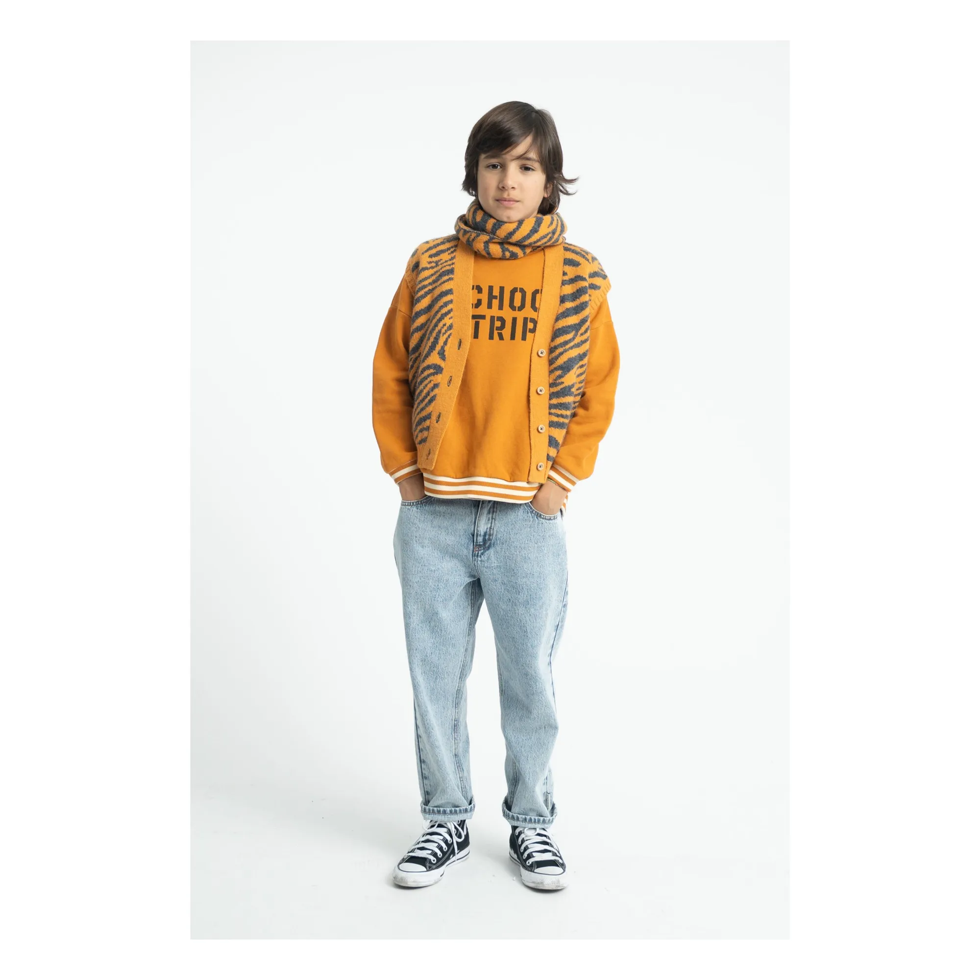 PiuPiuChick - Sweatshirt "SCHOOL TRIP", camel, Biobaumwolle – Bild 3